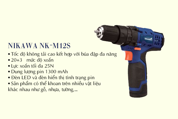 Máy khoan không dây Nikawa NK-M12S 2 may khoan khong day nikawa nk m12s3